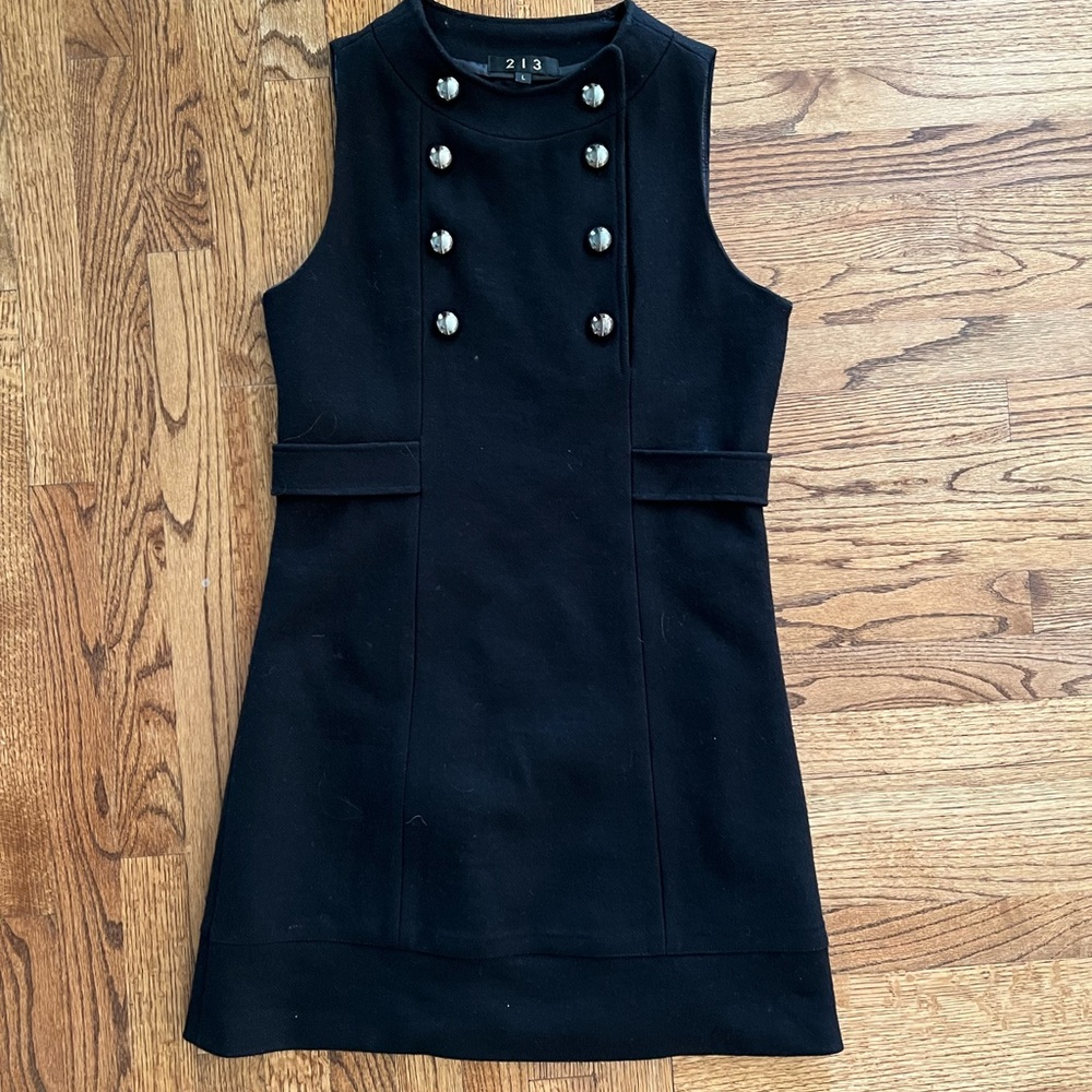 213 women’s black lined wool & polyester dress Sz L